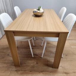 Kosy Koala Dining Table Set Oak Effect Table With 4 White Chairs And Bench Dining Room Furniture - thumbnail 2