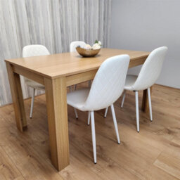 Kosy Koala Dining Table Set Oak Effect Table With 4 White Chairs And Bench Dining Room Furniture