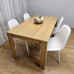 Kosy Koala Dining Table Set Oak Effect Table With 4 White Chairs And Bench Dining Room Furniture - thumbnail 8