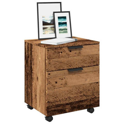 Walplus Mobile File Cabinet With Wheels Old Wood 45X38X54 Cm Engineered Wood - image 1