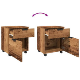 Walplus Mobile File Cabinet With Wheels Old Wood 45X38X54 Cm Engineered Wood - thumbnail 8