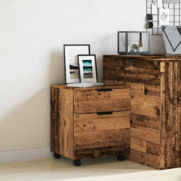 Walplus Mobile File Cabinet With Wheels Old Wood 45X38X54 Cm Engineered Wood - thumbnail 3