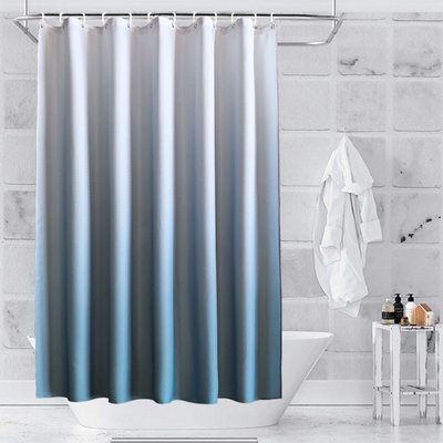 Neel Blue Gradient Shower Curtain Polyester Fabric Bathroom Curtain Mould & Mildew Resistant With 12 Curtain Hook - image 1