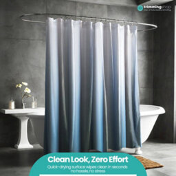Neel Blue Gradient Shower Curtain Polyester Fabric Bathroom Curtain Mould & Mildew Resistant With 12 Curtain Hook - thumbnail 9