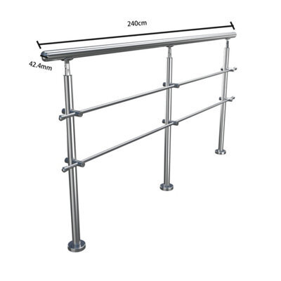Darphe 240Cm X 110Cm Stainless Steel Banister With Dual Cross Bars