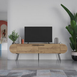 Decortie Capsule Modern Tv Unit Multimedia Centre Dark Oak Effect With Storage Tv Cabinet 195Cm - thumbnail 1