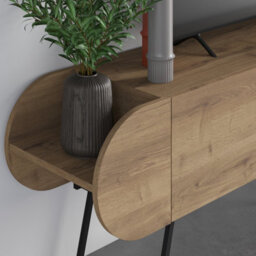 Decortie Capsule Modern Tv Unit Multimedia Centre Dark Oak Effect With Storage Tv Cabinet 195Cm - thumbnail 6