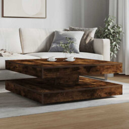 Berkfield Coffee Table 360-Degree Rotatable Smoked Oak 90X90X34.5 Cm - thumbnail 3
