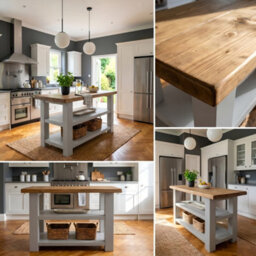 L120Xw66Cm Stoneford Light Grey Kitchen Island / Breakfast Bar / Rustic Island - thumbnail 6
