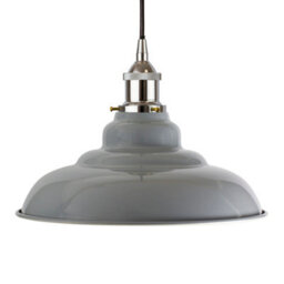 French Grey St Edmund's Painted Dome Pendant Light With Nickel Lamp Holder And Black Round Cable - Se Home - thumbnail 1