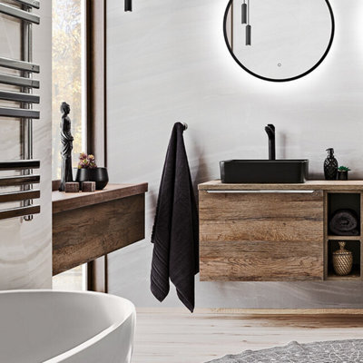 Heze Furniture Santa Fe Bathroom Cabinet Vanity 100 Cm With Basin - Dark Oak - image 1