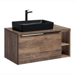Heze Furniture Santa Fe Bathroom Cabinet Vanity 100 Cm With Basin - Dark Oak - thumbnail 2