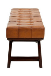 Buttercup Farm Inca Bench With Cross Base - Wood/leather - L41 X W121 X H48 Cm - Brown - thumbnail 5