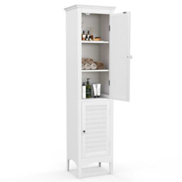 Costway Bathroom Tall Cabinet Slim Freestanding Storage Organizer Cupboard W/ 2 Doors - thumbnail 1