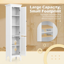 Costway Bathroom Tall Cabinet Slim Freestanding Storage Organizer Cupboard W/ 2 Doors - thumbnail 7