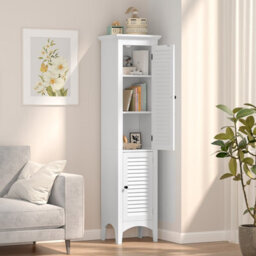 Costway Bathroom Tall Cabinet Slim Freestanding Storage Organizer Cupboard W/ 2 Doors - thumbnail 5