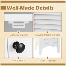Costway Bathroom Tall Cabinet Slim Freestanding Storage Organizer Cupboard W/ 2 Doors - thumbnail 6