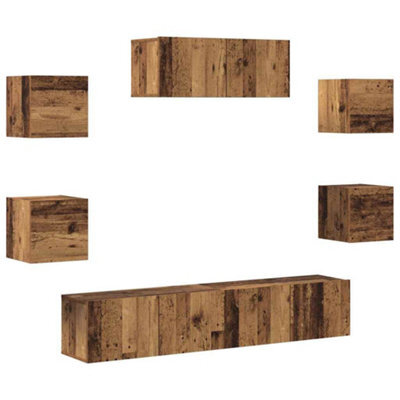 Berkfield Classic 5 Piece Tv Cabinet Set Wall-Mounted Old Wood