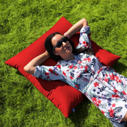 rucomfy Beanbags Rucomfy Indoor Or Outdoor Water Resistant  Floor Cushion Beanbag - Red Versatile Lounge Pillow - thumbnail 1