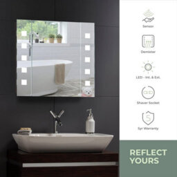Mood Led Illuminated Bathroom Mirror Cabinet With Shaver Socket, Demister, Lights Sensor, British Standards, 5-Year Warranty - thumbnail 2