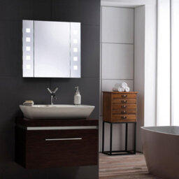 Mood Led Illuminated Bathroom Mirror Cabinet With Shaver Socket, Demister, Lights Sensor, British Standards, 5-Year Warranty - thumbnail 3