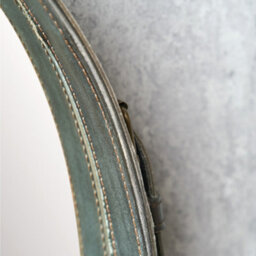 Pacific Lifestyle Round Wall Mirror Brown Leather Strap Frame 60Cm Contemporary - thumbnail 3