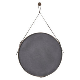 Pacific Lifestyle Round Wall Mirror Brown Leather Strap Frame 60Cm Contemporary - thumbnail 9