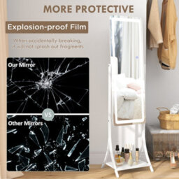 Homcom Led Lighted Full Length Mirror, Floor Standing Mirror With Storage Shelf - thumbnail 8