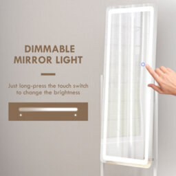 Homcom Led Lighted Full Length Mirror, Floor Standing Mirror With Storage Shelf - thumbnail 4