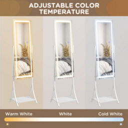 Homcom Led Lighted Full Length Mirror, Floor Standing Mirror With Storage Shelf - thumbnail 5