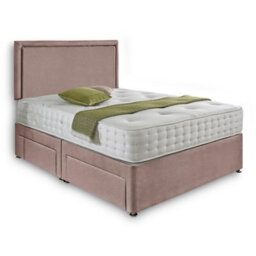 Dining Tables Seoul Matching Headboard Divan Set, 2 Drawer On Same Side With Sprung 1500 Comfort Mattress - Plush Dusty Pink - King - thumbnail 4