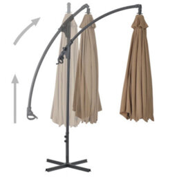 Berkfield Cantilever Umbrella With Steel Pole 300 Cm Taupe - thumbnail 3