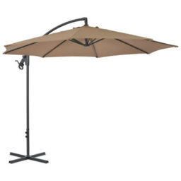 Berkfield Cantilever Umbrella With Steel Pole 300 Cm Taupe - thumbnail 2