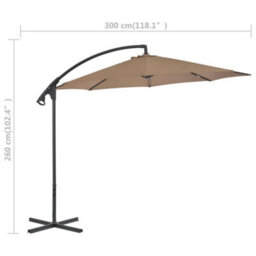 Berkfield Cantilever Umbrella With Steel Pole 300 Cm Taupe - thumbnail 7