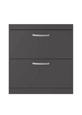 Nuie Hudson Reed Athena Floor Standing Vanity Unit, Durable Soft Close 2-Drawer, Modern Bathroom Cabinet Storage In Gloss Grey, 800mm