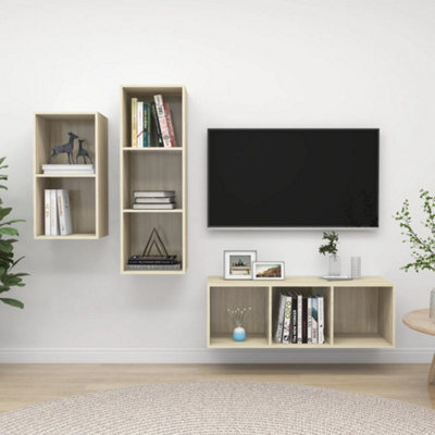 Berkfield 3 Piece Tv Cabinet Set Sonoma Oak Engineered Wood - image 1