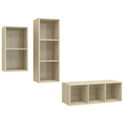 Berkfield 3 Piece Tv Cabinet Set Sonoma Oak Engineered Wood - thumbnail 2