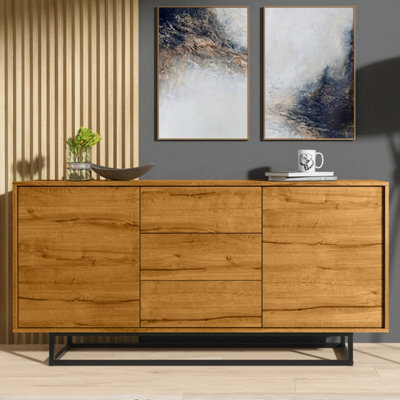 Sideboard 140Cm Sideboard Cabinet Cupboard Tv Stand Living Room Oak - image 1