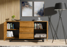 Sideboard 140Cm Sideboard Cabinet Cupboard Tv Stand Living Room Oak - thumbnail 4