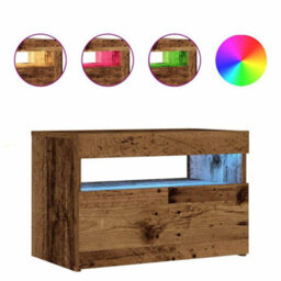 Berkfield Bedside Cabinet With Led Lights Old Wood 60X35X40 Cm Engineered Wood - thumbnail 3