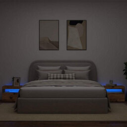 Berkfield Bedside Cabinet With Led Lights Old Wood 60X35X40 Cm Engineered Wood - thumbnail 5