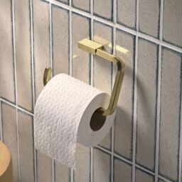 GoodHome Elland Brushed Gold Effect Wall-Mounted Toilet Roll Holder (H)106mm (W)170mm - thumbnail 3
