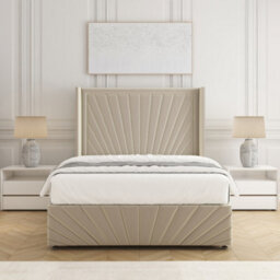 Bsspoke Nola Divan Bed Cream Plush Velvet With 54Inch Headboard & Footboard & No Mattress No Drawers In Double King 6Ft 3Ft 4Ft - thumbnail 3