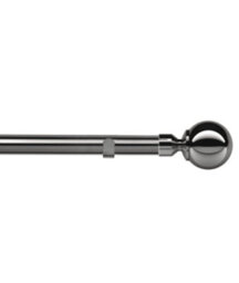 Unknown 28mm Fixed Length Metal Eyelet Curtain Pole Set In Polished Graphite - Met Ball Finial, 50Cm