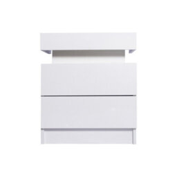 Levede 2 Drawer Bedside Table White High Gloss Rgb Led Nightstand Cabinet - thumbnail 3
