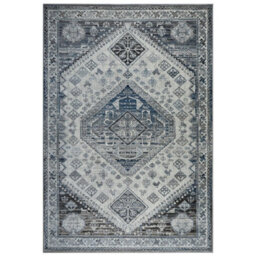 Persian Bordered Easy To Clean Blue Geometric Traditional Rug For Dining Room-200Cm X 285Cm - thumbnail 5
