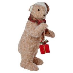 Urbn-Living Urbnliving 38Cm Large Festive Christmas Standing Bear Plush Decoration Ornament Xmas Decor -Brown - thumbnail 5