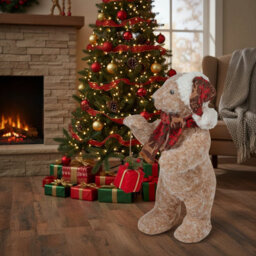 Urbn-Living Urbnliving 38Cm Large Festive Christmas Standing Bear Plush Decoration Ornament Xmas Decor -Brown - thumbnail 4