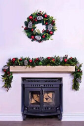 Christmas Tree World 180Cm Decorated Mixed Pine Garland With Red Baubles - thumbnail 2