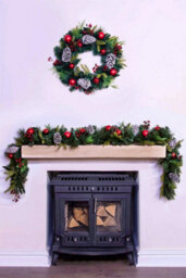Christmas Tree World 180Cm Decorated Mixed Pine Garland With Red Baubles - thumbnail 3